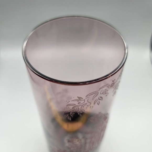 Caithness “Romeo and Juliet” etched amethyst glass vase - Picture 3 of 10